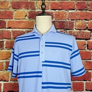 G/Fore Men's Golf Polo Shirt Athletic‎ Offset Stripe Sky Blue Size XL NWT $120